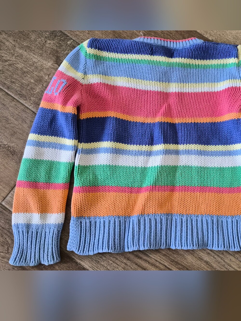 Polo Ralph Lauren Girls Blue Multicolor Striped Knit Long Sleeve Sweater Sz 4/4T - Picture 9 of 10